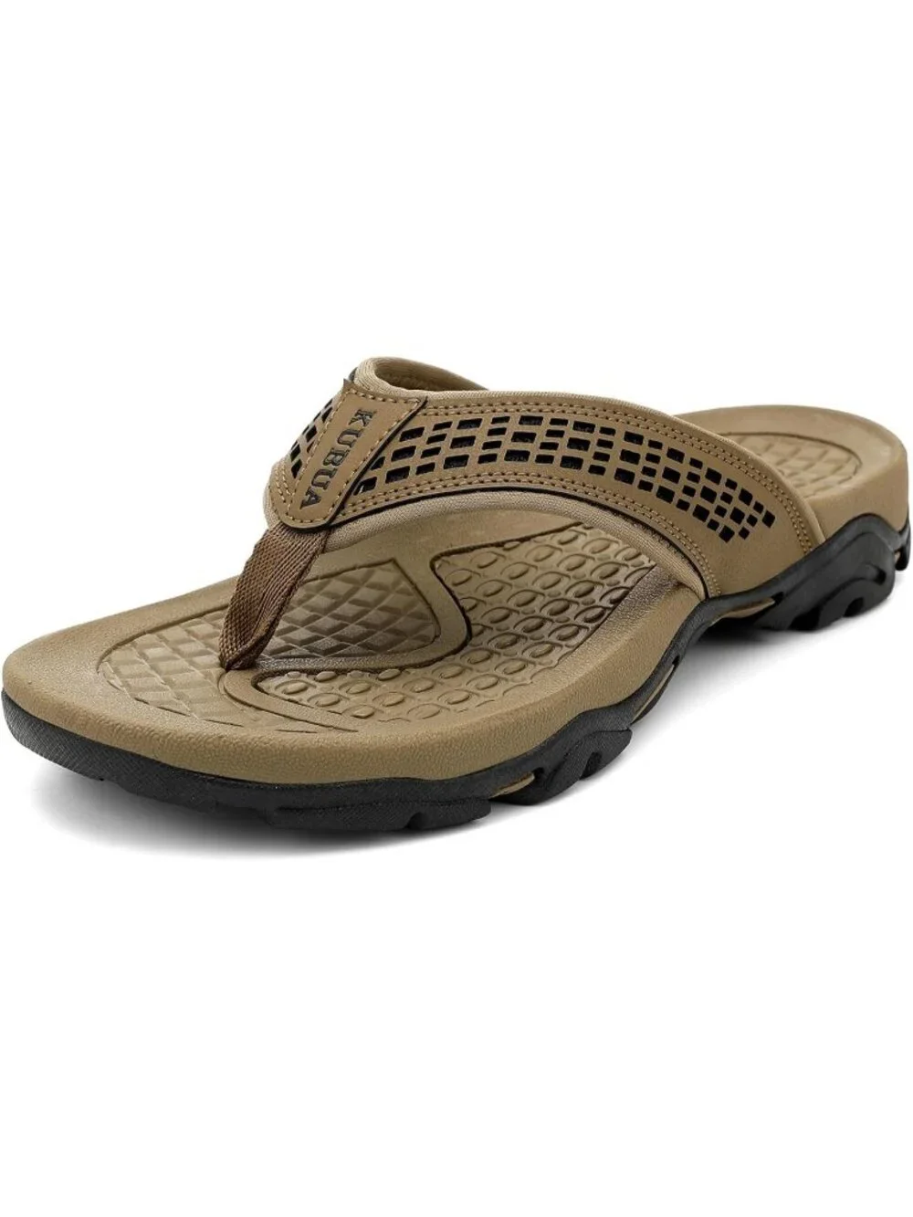 Men's Brown Black Beach Flip-Flops Water Outdoor Athletic Thong Sandal Slipper